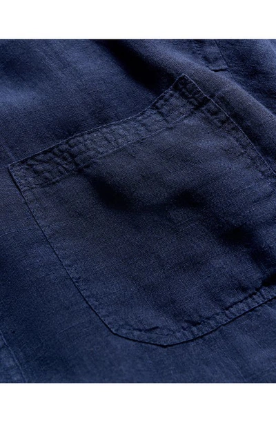 Shop Billy Reid Tuscumbia Standard Fit Short Sleeve Linen Button-down Shirt In Midnight Blue