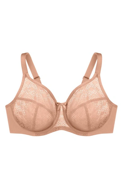 Glamorise Full Figure Lace Underwire Bra In Cappuccino