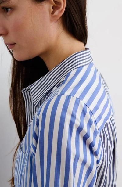 Shop Alex Mill Wyatt Mixed Stripe Button-up Shirt In Blue/ Navy Stripes