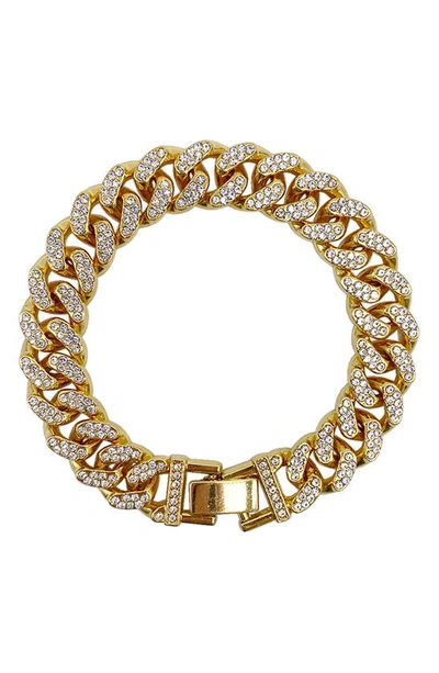 Shop Adornia White Rhodium Plated Pavé Cz Curb Chain Bracelet In Yellow
