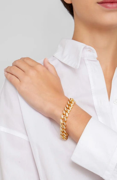 Adornia 14k Plated Cz Flat Curb Chain Bracelet In Yellow