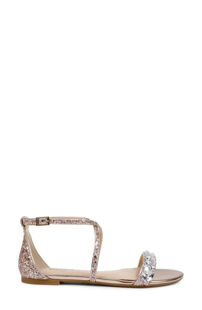 Shop Jewel Badgley Mischka Osome Sandal In Rose Gold Glitter