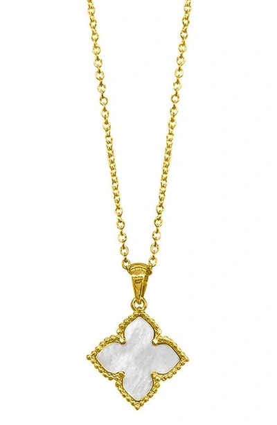 Shop Adornia Mother Of Pearl Flower Pendant Necklace In Yellow