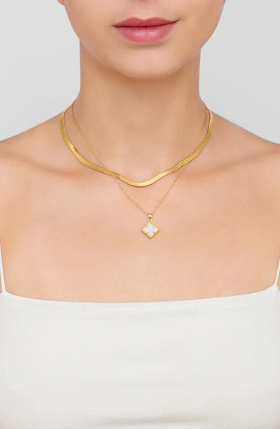 Adornia 14k Yellow Gold Plated Pink Mother Of Pearl Flower Pendant Necklace In Yellow