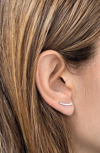 Shop Adornia Water Resistant Curved Ear Climber Earrings In Silver