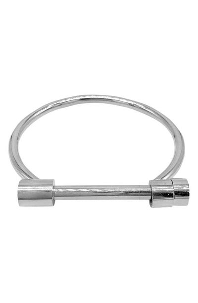 Adornia 14k Gold-plated Screw Closure Bangle Bracelet In Silver