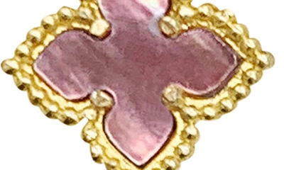 Adornia Floral Dangle Hoops Pink Mother Of Pearl Gold