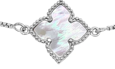 Adornia Four Point Flower Bolo Bracelet White Mother Of Pearl Silver In White