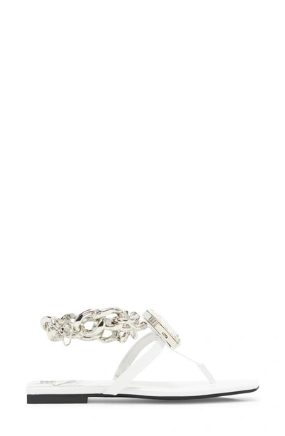 Jeffrey Campbell Ring On It Sandal In White Patent Silver