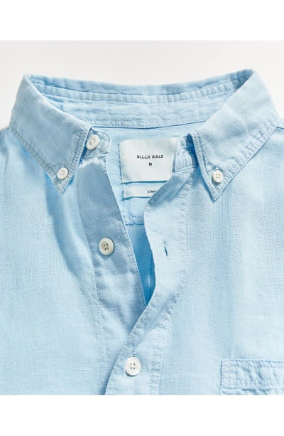 Shop Billy Reid Tuscumbia Standard Fit Short Sleeve Linen Button-down Shirt In Sea Blue