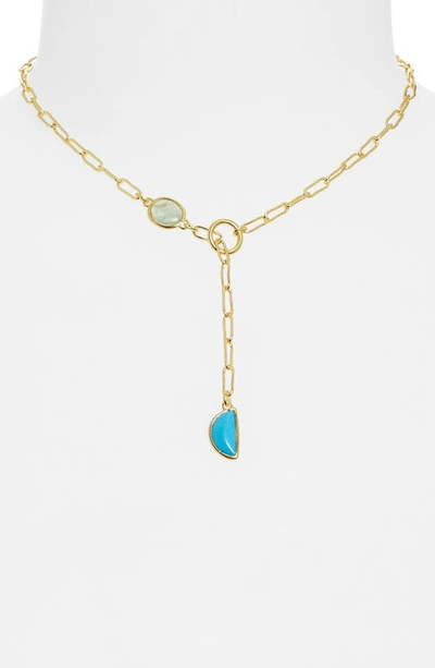 Shop Madewell Stone Collection Green Apophyllite & Reconstituted Turquoise Necklace In Turquoise Multi