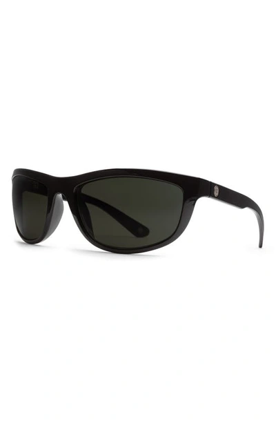 Shop Electric Escalante Polarized Wrap Sunglasses In Gloss Black/ Grey Polar