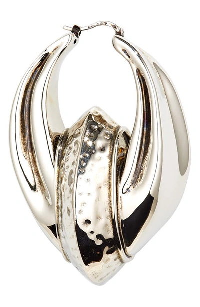 Shop Alexander Mcqueen Iris Hammered Hoop Earrings In 0446 Mcq0911sil.v.b Antil