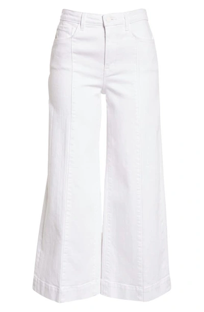 Shop L Agence Houston Crop Wide Legs Jeans In Blanc