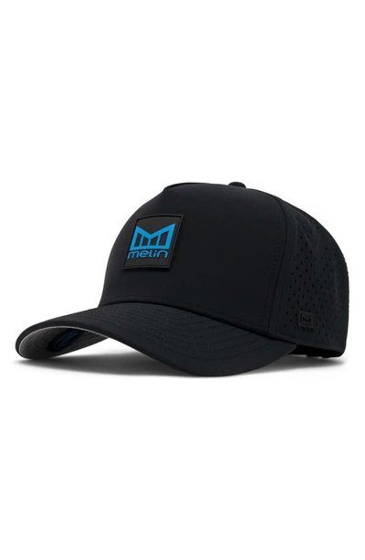 Shop Melin Odyssey Stacked Hydro Performance Snapback Hat In Black/ Electric Blue