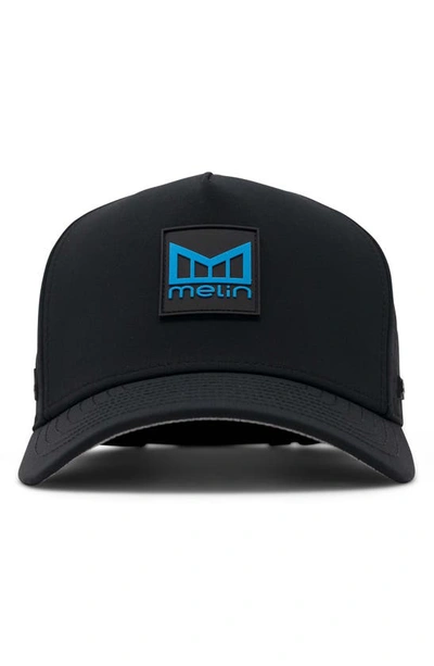Shop Melin Odyssey Stacked Hydro Performance Snapback Hat In Black/ Electric Blue