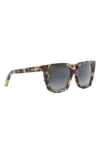 Shop Dior 'midnight S1i 53mm Polarized Square Sunglasses In Havana/ Smoke Polarized