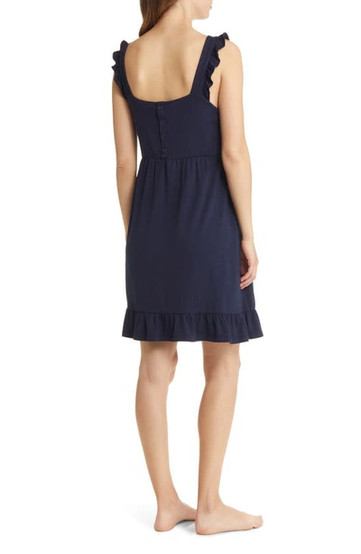 Angel Maternity Grace Labor & Delivery Maternity/nursing Nightgown In Navy