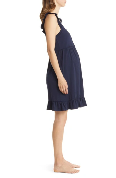 Shop Angel Maternity Grace Labor & Delivery Maternity/nursing Nightgown In Navy