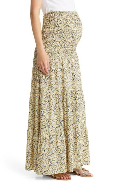 Angel Maternity Shirred Maternity Maxi Skirt In Yellow