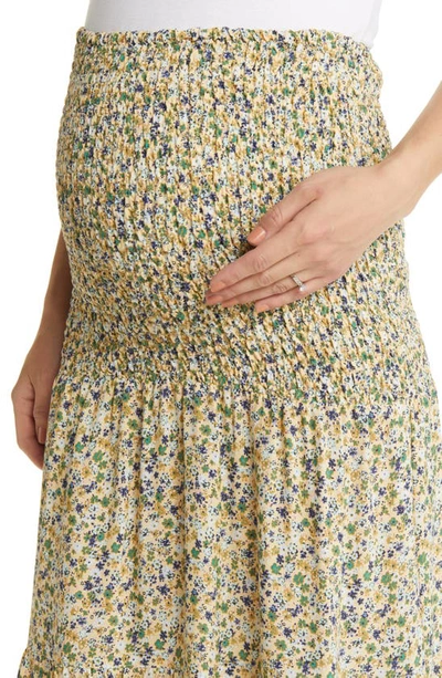 Angel Maternity Shirred Maternity Maxi Skirt In Yellow