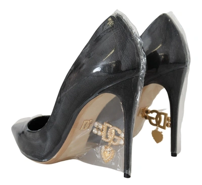 Shop Dolce & Gabbana Black Leather Heels Pumps Plastic Wrapped Women's Shoes