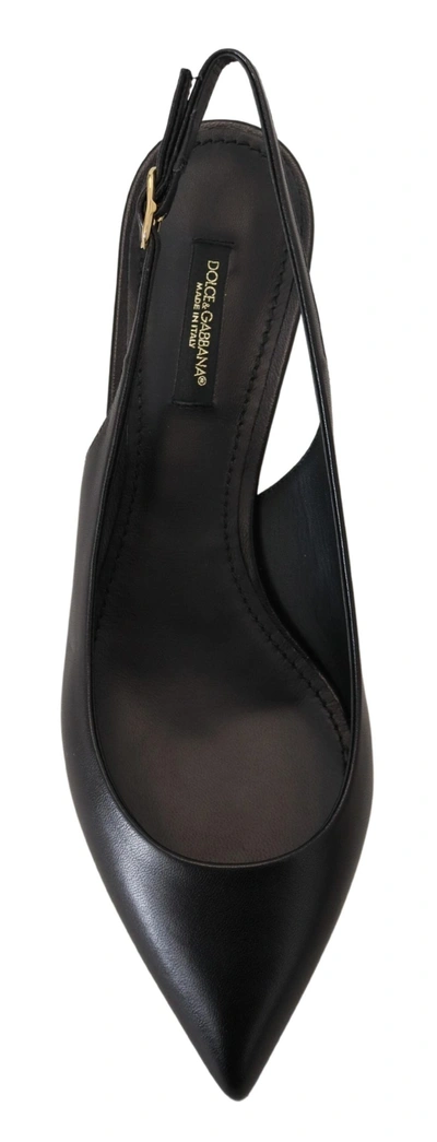 Shop Dolce & Gabbana Black Leather Slingbacks Heels Pumps Women's Shoes