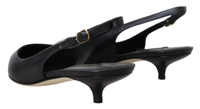 Shop Dolce & Gabbana Black Leather Slingbacks Heels Pumps Women's Shoes