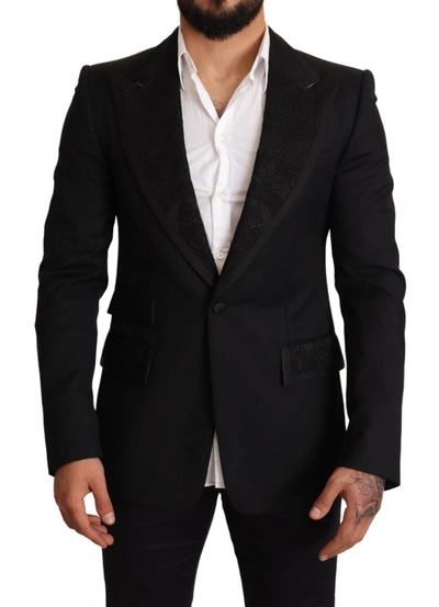 Shop Dolce & Gabbana Black Slim Fit One Button Blazer Men's Jacket