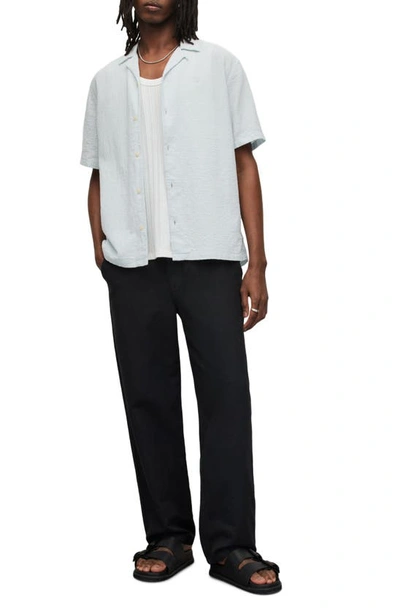 Shop Allsaints Mattole Relaxed Fit Crepe Short Sleeve Button-up Camp Shirt In Crystal Blue