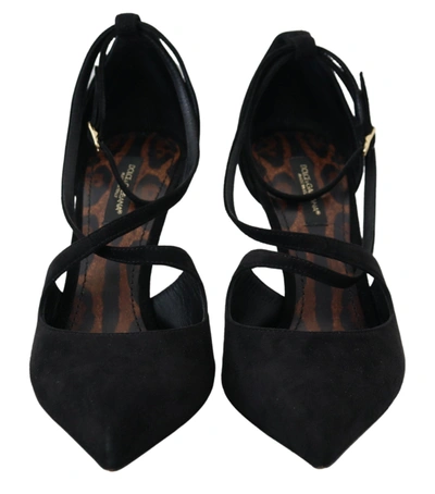 Shop Dolce & Gabbana Black Suede Ankle Strap Pumps Heels Women's Shoes