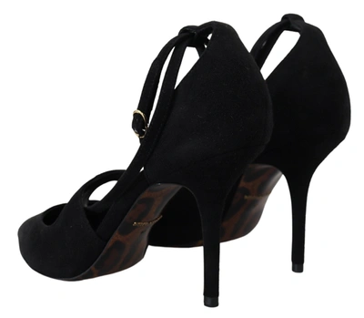 Shop Dolce & Gabbana Black Suede Ankle Strap Pumps Heels Women's Shoes