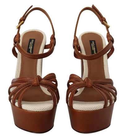 Shop Dolce & Gabbana Brown Platform Leather Sandals Women's Shoes