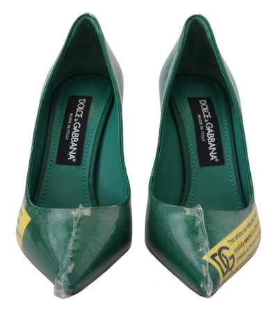 Shop Dolce & Gabbana Green Leather Heels Pumps Plastic Women's Shoes