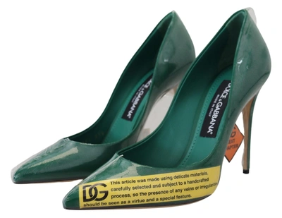 Shop Dolce & Gabbana Green Leather Heels Pumps Plastic Women's Shoes
