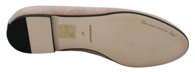 Shop Dolce & Gabbana Pink Velvet Slip Ons Loafers Flats Women's Shoes