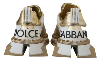 Shop Dolce & Gabbana White And Gold Super Queen Leather Women's Shoes