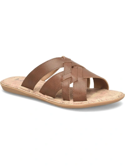 Shop B.o.c. Mona Womens Faux Leather Strappy Slide Sandals In Brown