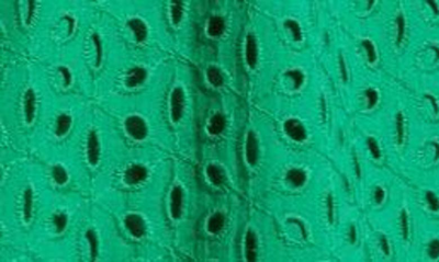 Shop Vince Camuto Eyelet Embroidered Cotton Dress In Green