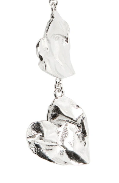 Shop Oscar De La Renta Crushed Heart Drop Earrings In Silver