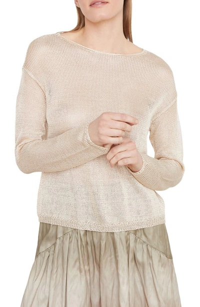 Shop Vince Shiny Open Stitch Sweater In Light Straw