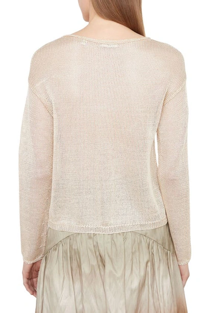 Shop Vince Shiny Open Stitch Sweater In Light Straw