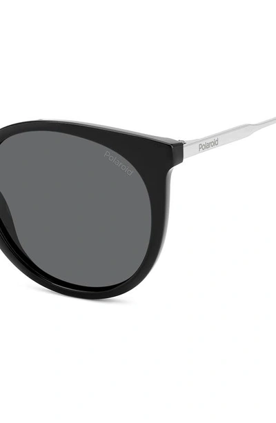 Shop Polaroid 53mm Polarized Round Sunglasses In Black/ Gray Polar