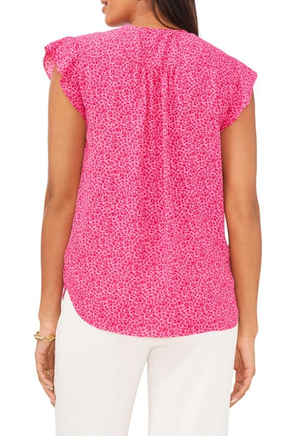 Shop Chaus Flutter Sleeve Blouse In Bright Hibiscus