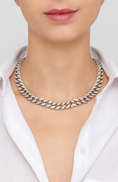 Adornia Silver-tone Plated Crystal Thick Cuban Curb Chain Necklace In Silver