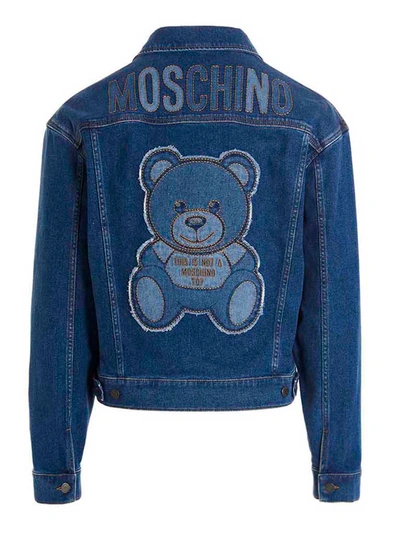 Shop Moschino Logo Embroidery Denim Jacket