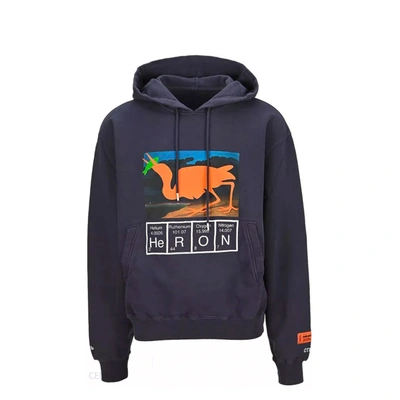 Shop Heron Preston Logo Hooded Sweatshirt In Blue