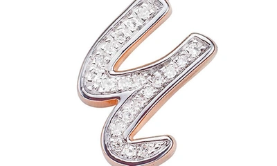 Shop Monica Vinader Diamond Initial Pendant Charm In Rose Gold/ Diamond- U