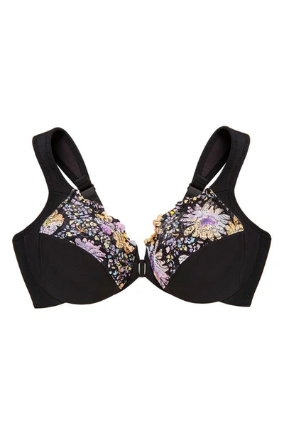 Glamorise Plus Size Full Figure Wonderwire Front Closure Bra In Floral Print