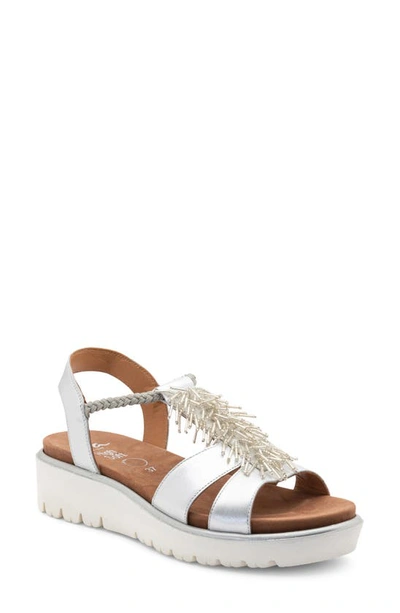 Shop Ara Bristol Platform Sandal In Silver Metallic Leather